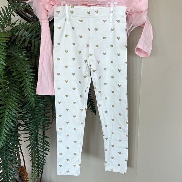 Brand New Carter’s 2-Piece Set Pale Pink Ruffle Bow Top & Glitter Heart Leggings - Picture 14 of 16